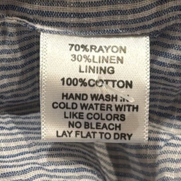 Olivia Moon Cream Blue Floral Print Linen Blend Ruched Sleeve Blazer Jacket - Picture 16 of 16